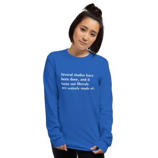 Long Sleeve Shirt: Politically blue